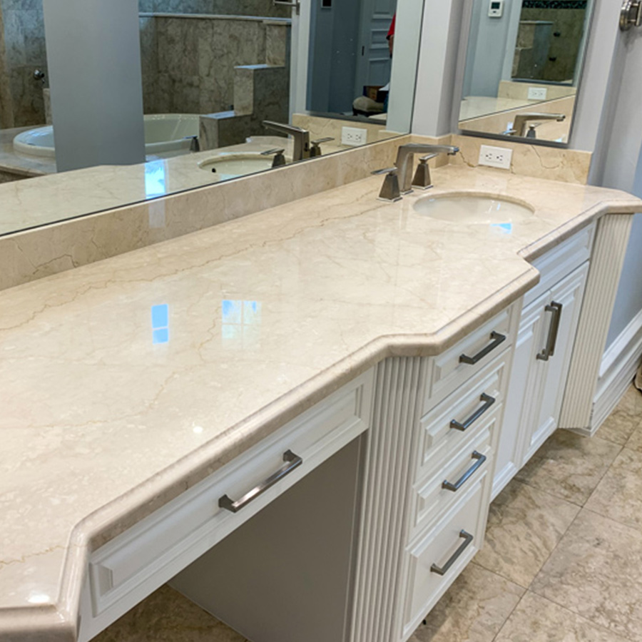 white marble bathroom counter top